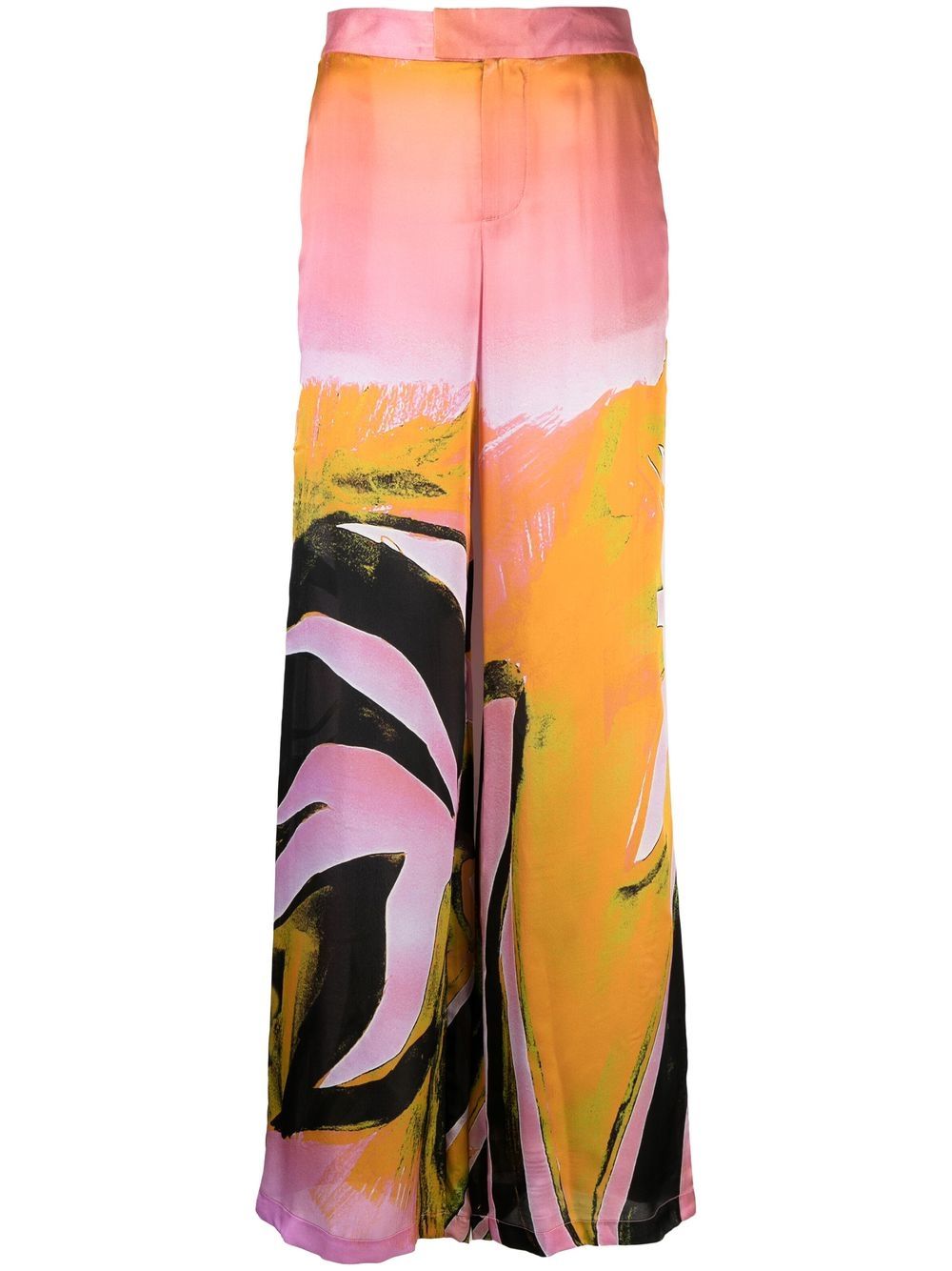 Printed wide leg trousers