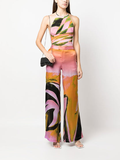 Printed wide leg trousers