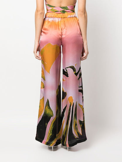 Printed wide leg trousers