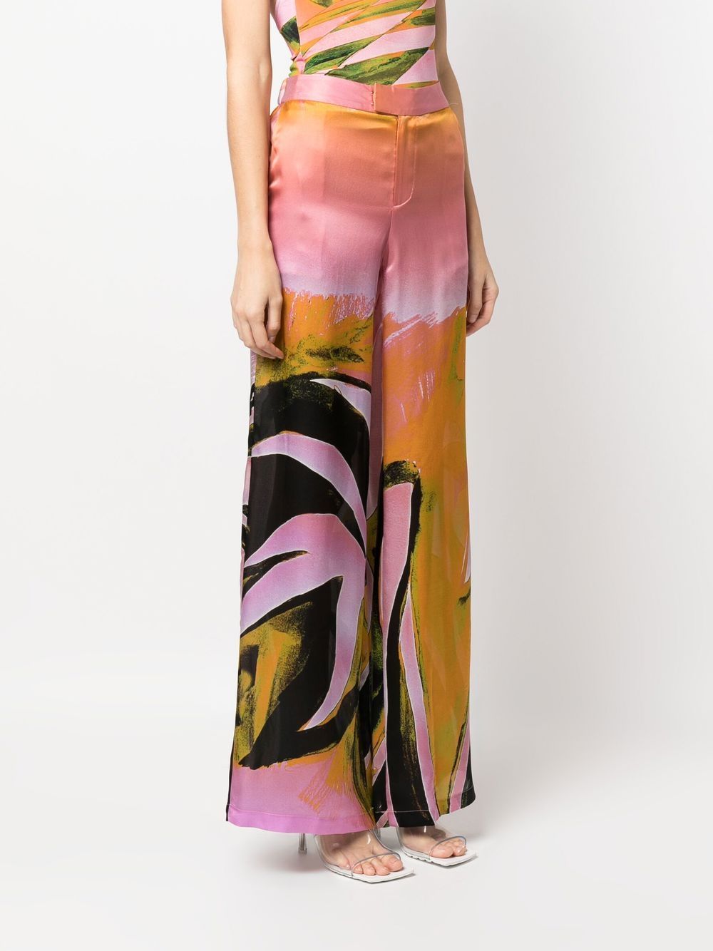 Printed wide leg trousers