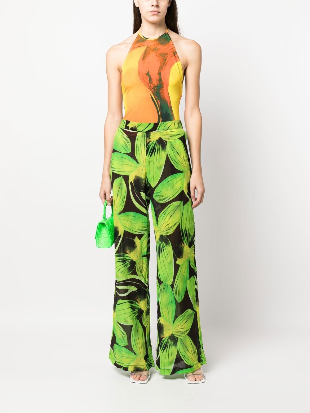 Printed wide leg trousers