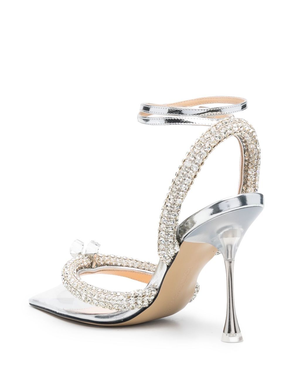 Crystal-embellished pvc slingback pumps