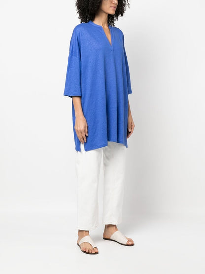 3/4 sleeve linen blend tunic dress