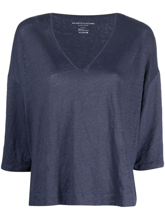 V-neck linen blend sweater