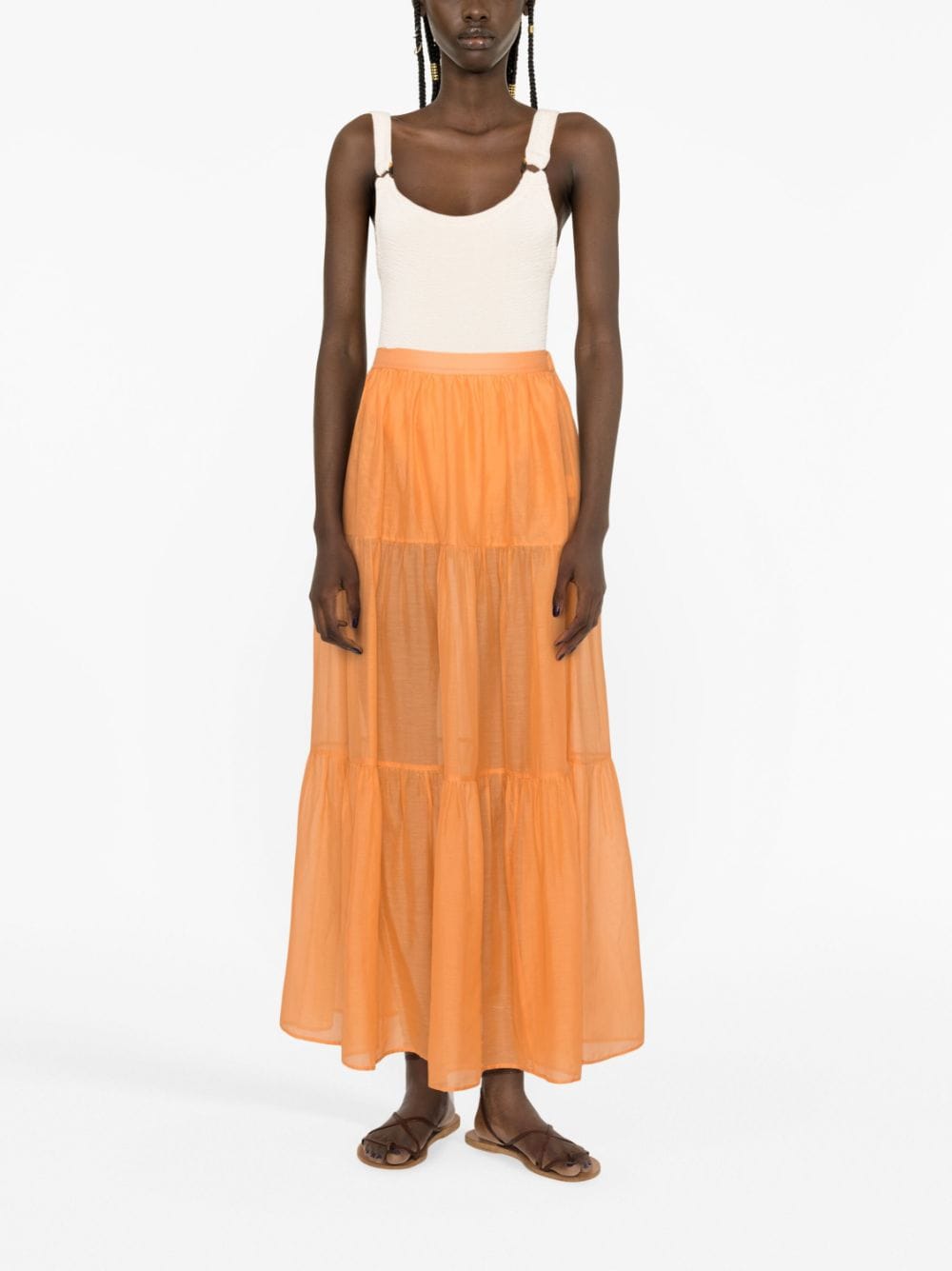 Recife silk-cotton voile skirt