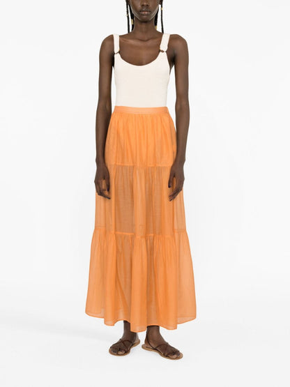 Recife silk-cotton voile skirt