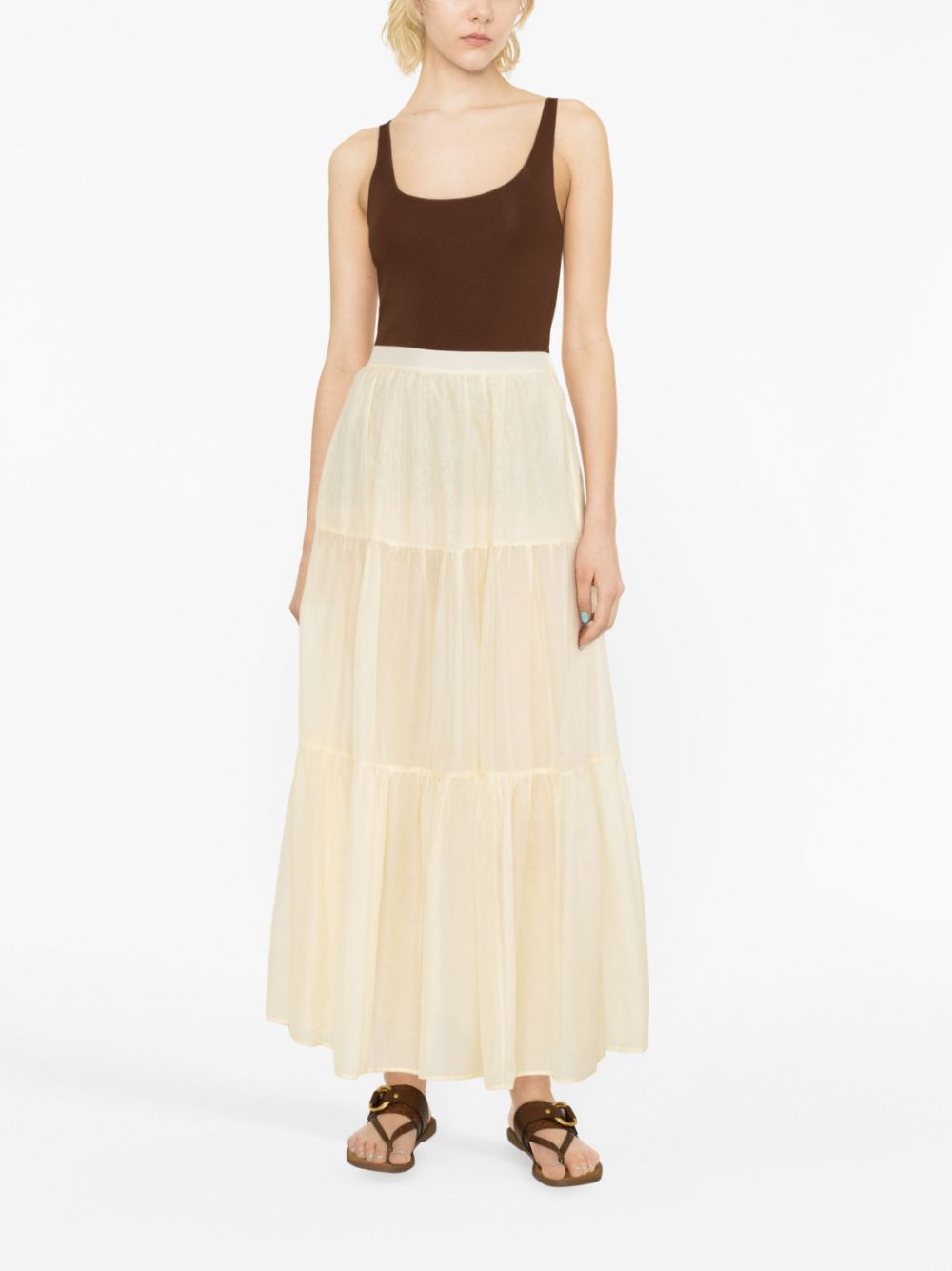 Recife silk-cotton voile skirt