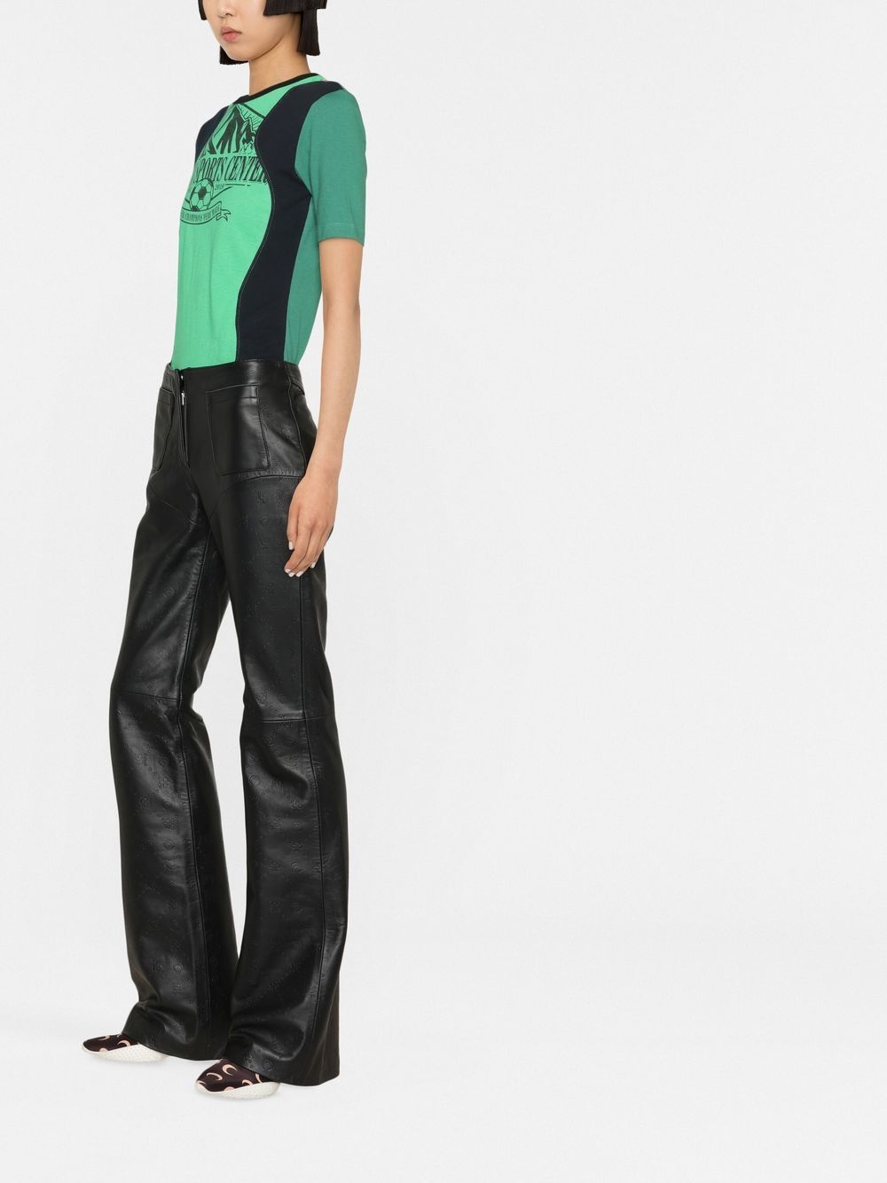 Wide leg leather trousers