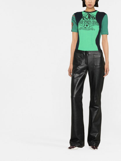 Wide leg leather trousers