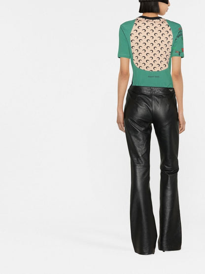 Wide leg leather trousers