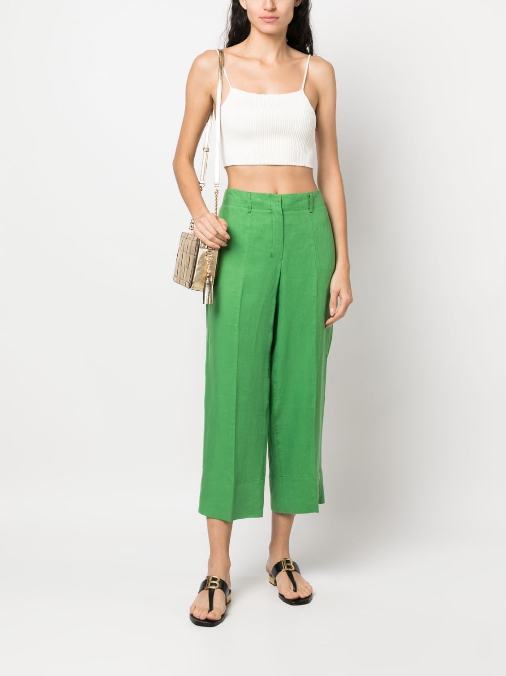 Linen cropped trousers