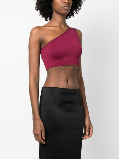 Knitted one-shoulder bandeau top