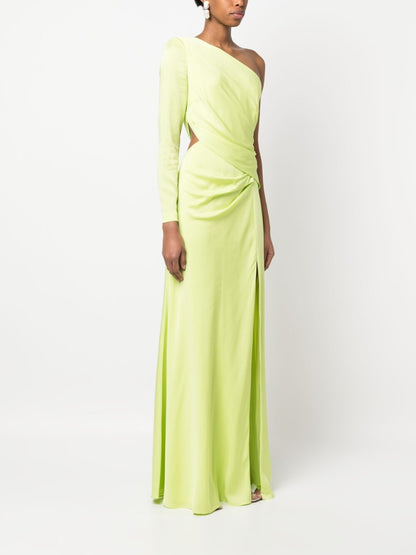 Asymmetric silk crepe long dress