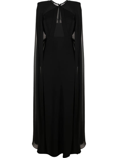 Cape-detailed cady maxi dress