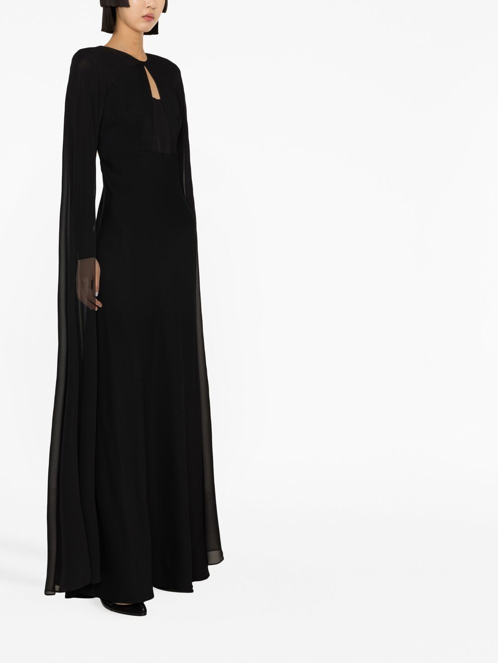 Cape-detailed cady maxi dress