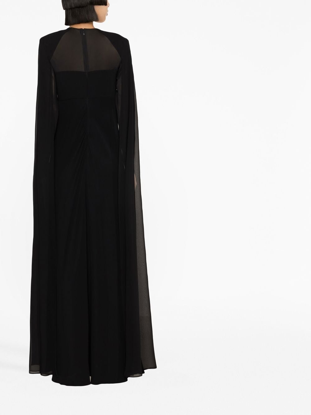 Cape-detailed cady maxi dress