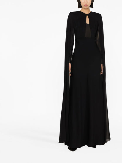 Cape-detailed cady maxi dress