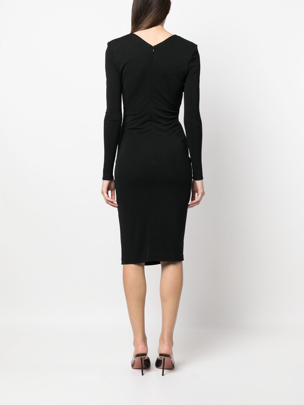 Draped cut-out midi tube dress