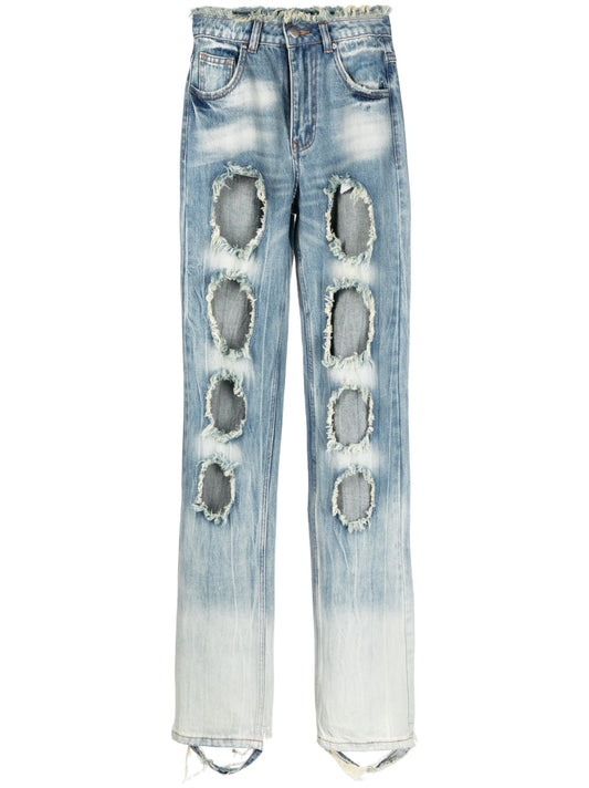 Cut-out detail denim jeans