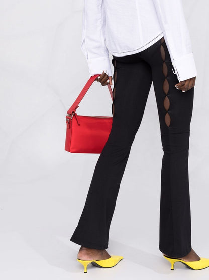 Cut-out detail flared trousers