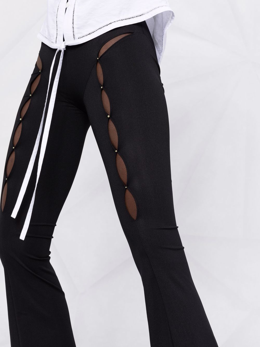 Cut-out detail flared trousers