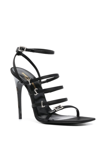 Satin crêpe heel sandals