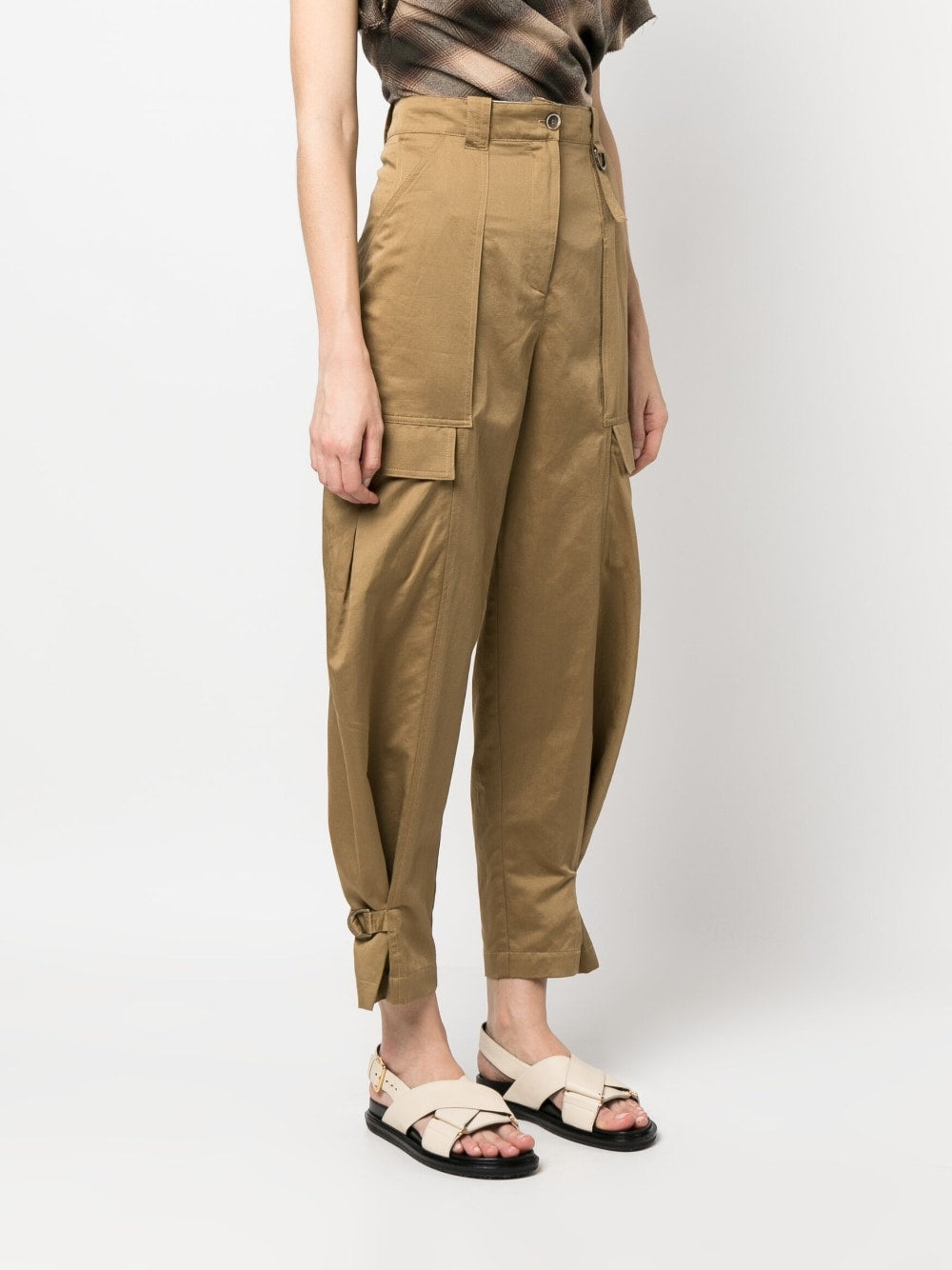 Cotton and linen blend cargo trousers