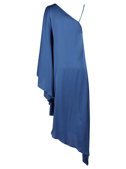 Long asymmetrical silk dress