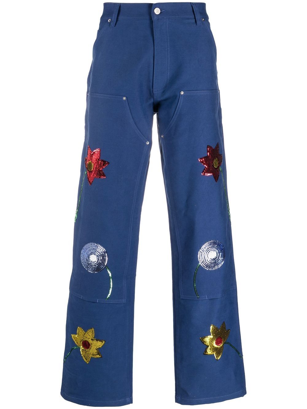 Embroidered denim jeans