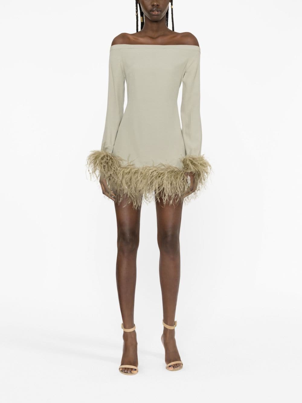 Kika feather trimmed mini dress