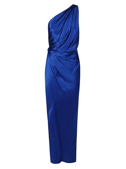 Asymmetric silk long dress