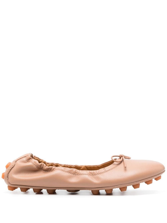 Bubble leather ballet flats