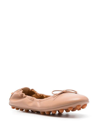 Bubble leather ballet flats