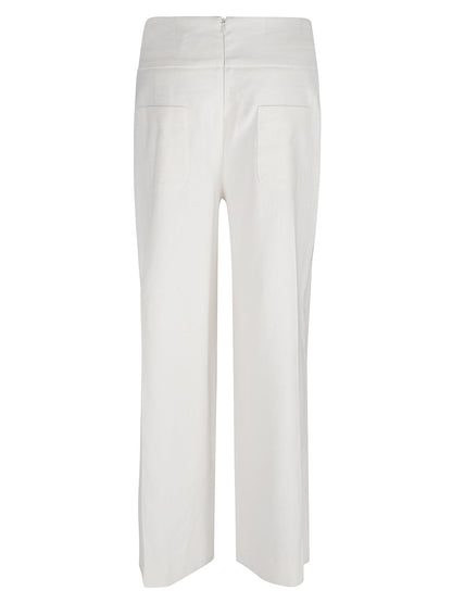 Straight leg linen blend trousers