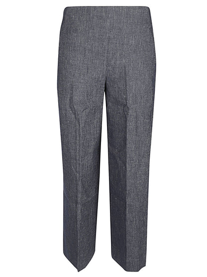 Straight leg linen blend trousers