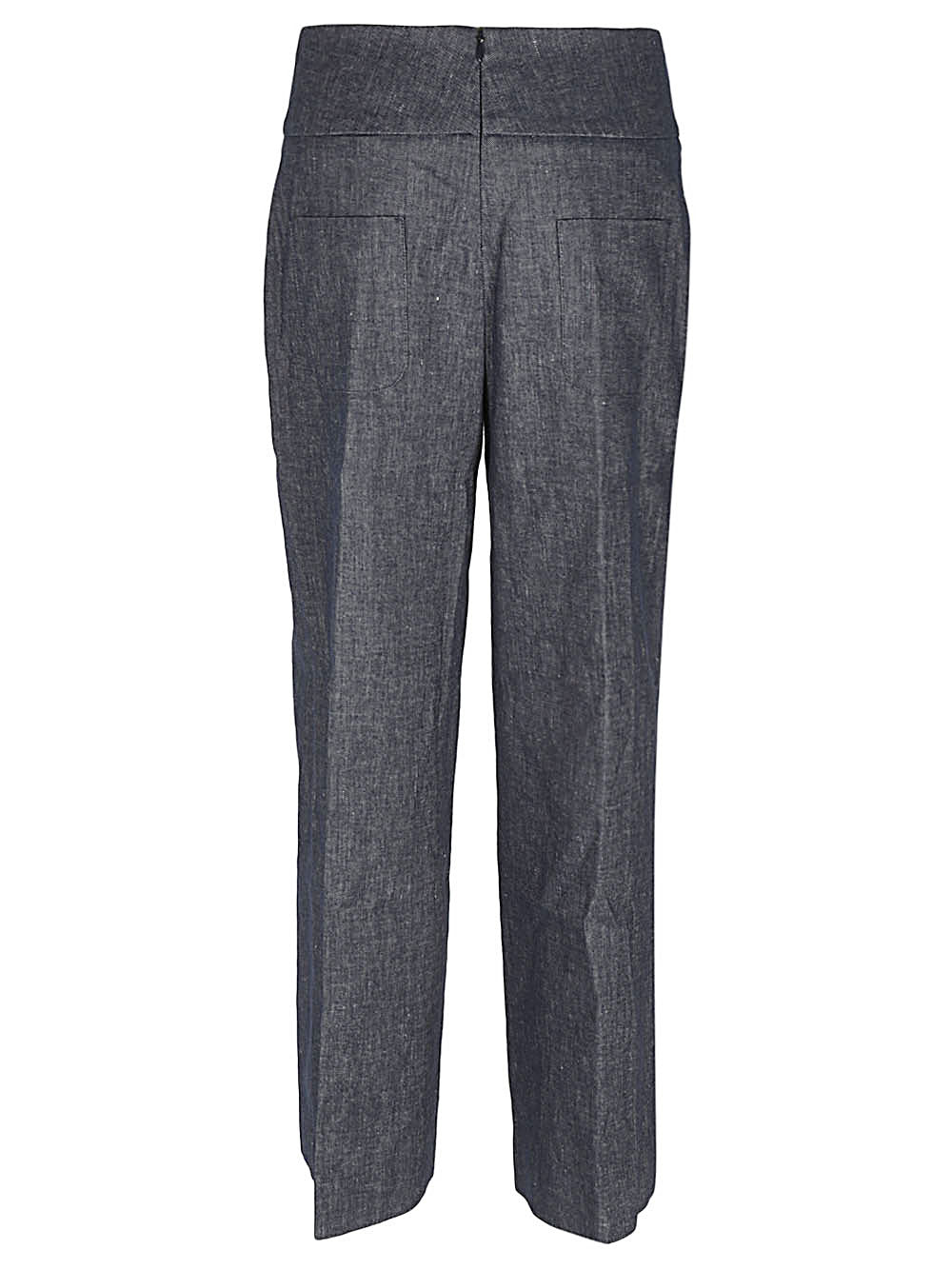 Straight leg linen blend trousers