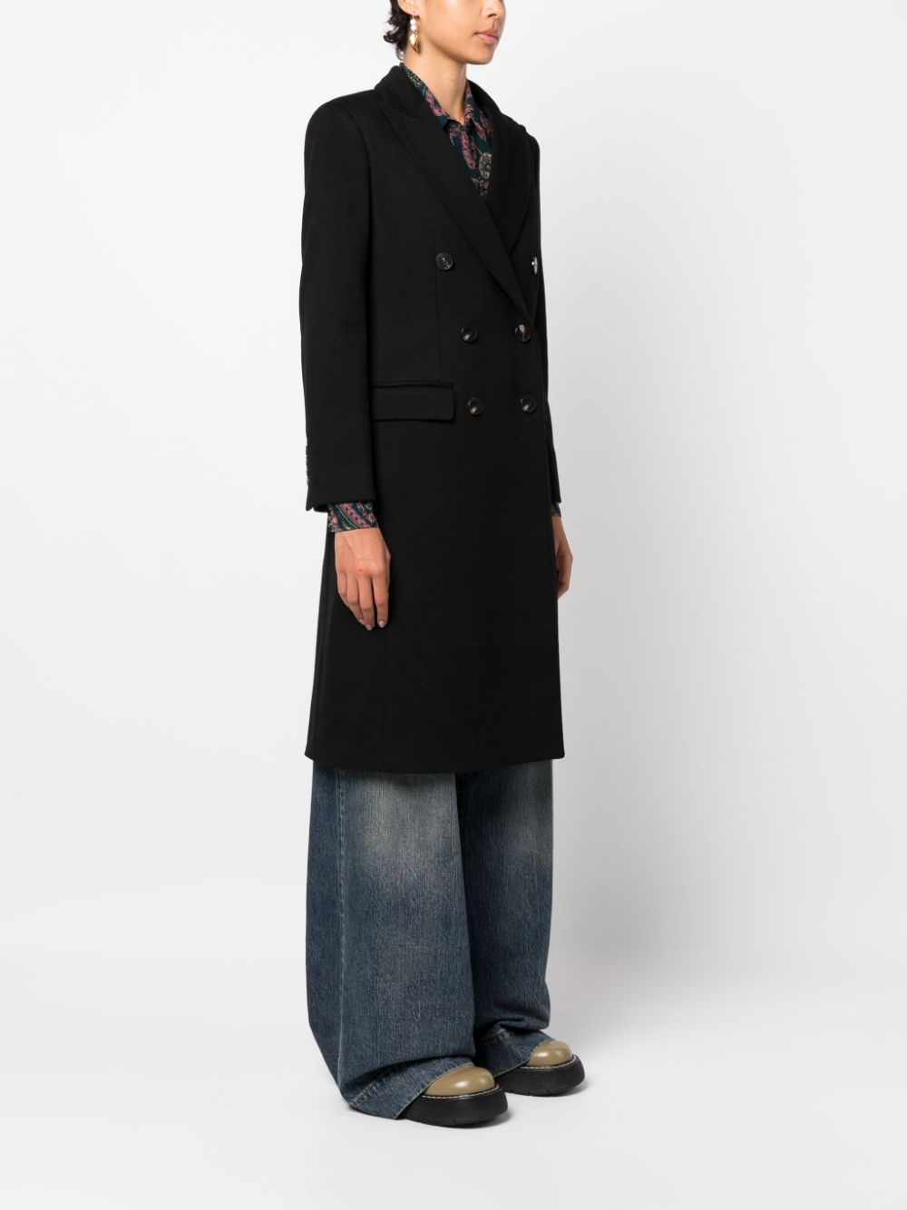 Double-breasted wool coat