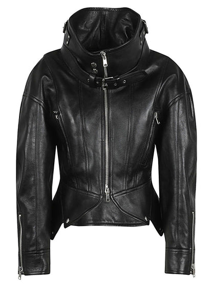 Leather biker jacket