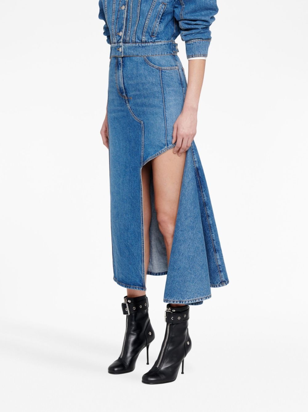 Denim midi skirt