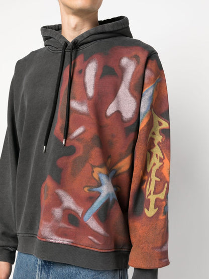 Printed cotton hoodie