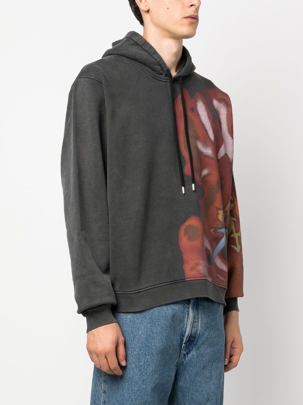 Printed cotton hoodie