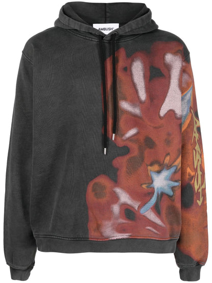 Printed cotton hoodie