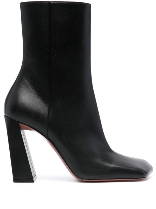 Leather heel ankle boots