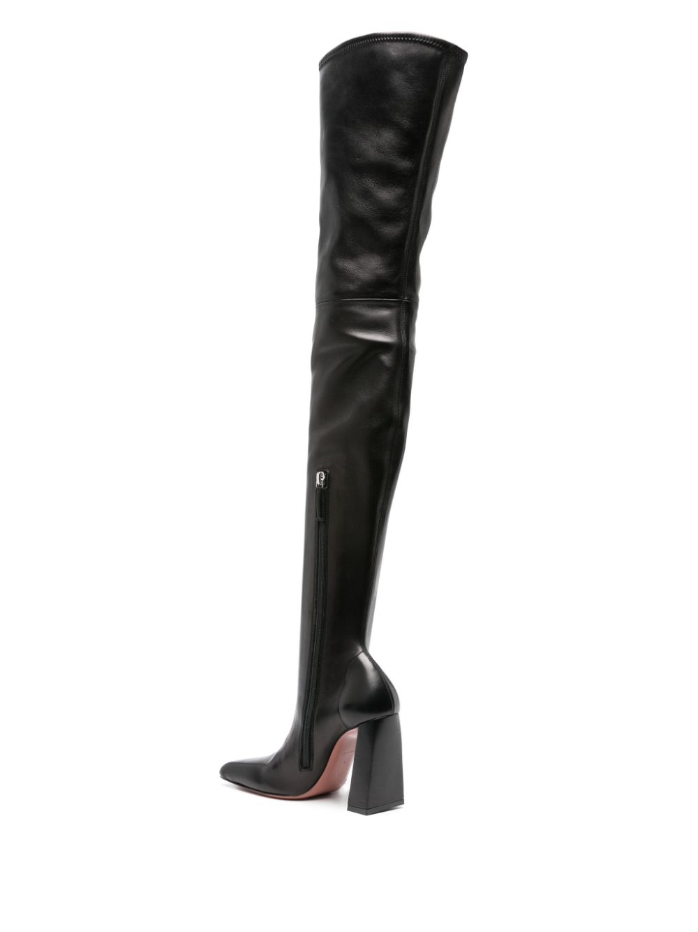 Thigh high leather heel boots