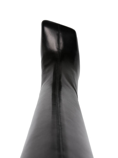 Thigh high leather heel boots