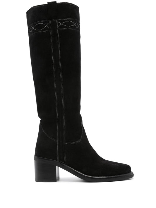 Suede leather heel boots