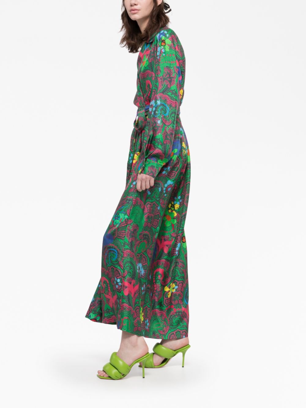 Paisley print long wrap dress