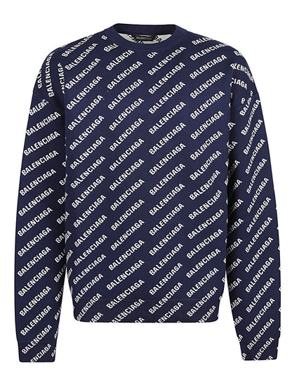 Allover logo cotton crewneck sweater