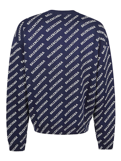 Allover logo cotton crewneck sweater