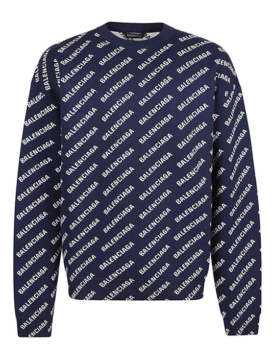 Allover logo cotton crewneck sweater